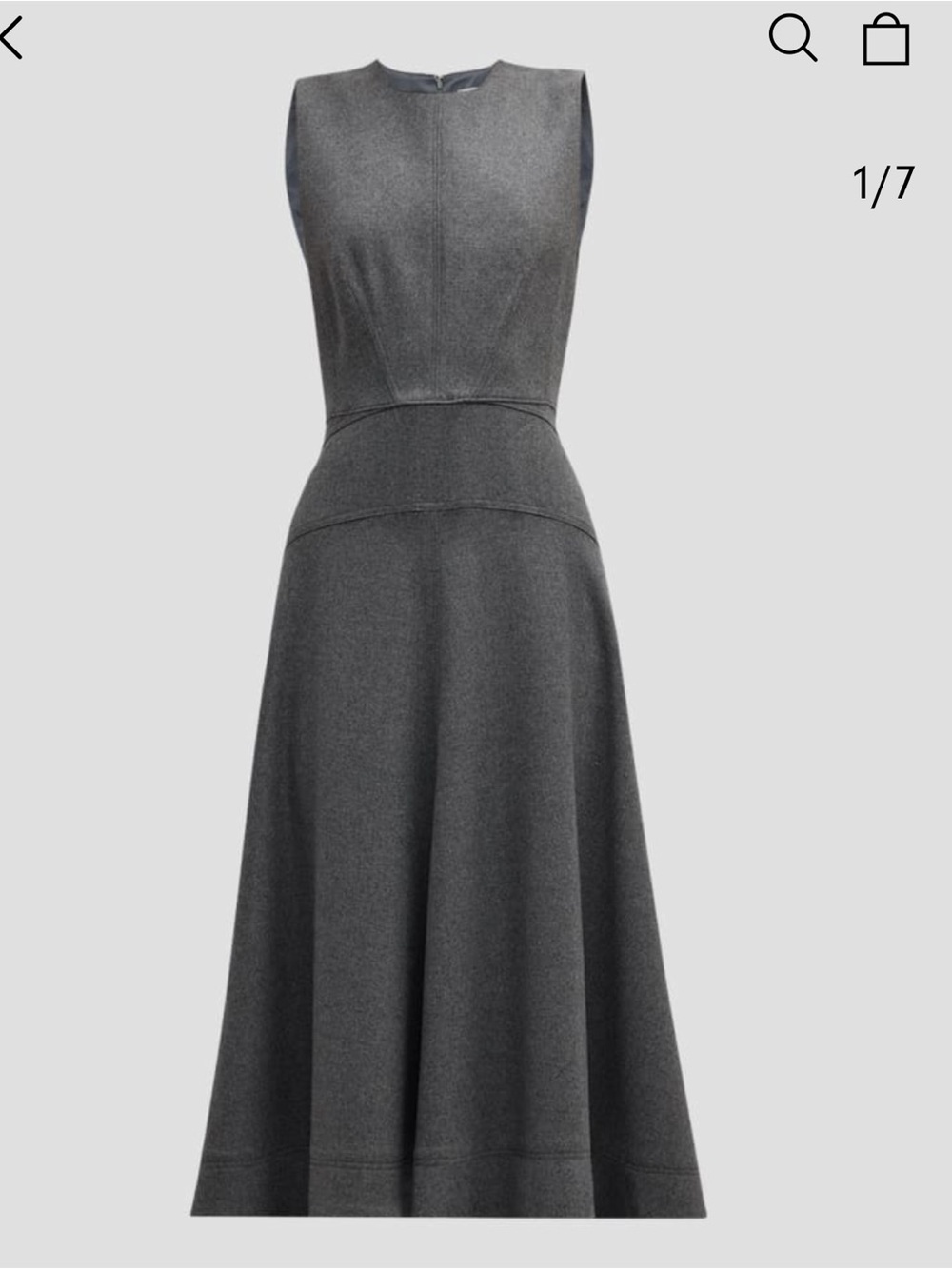 Veronika beard wool sleeveless Midi Fit-and-Flare Dress in Dark Gray